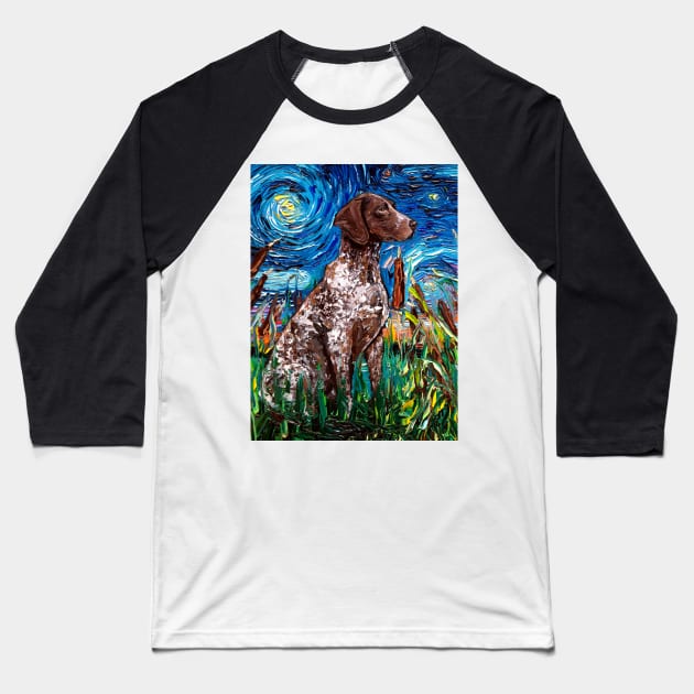 German Shorthair Pointer Night Baseball T-Shirt by sagittariusgallery